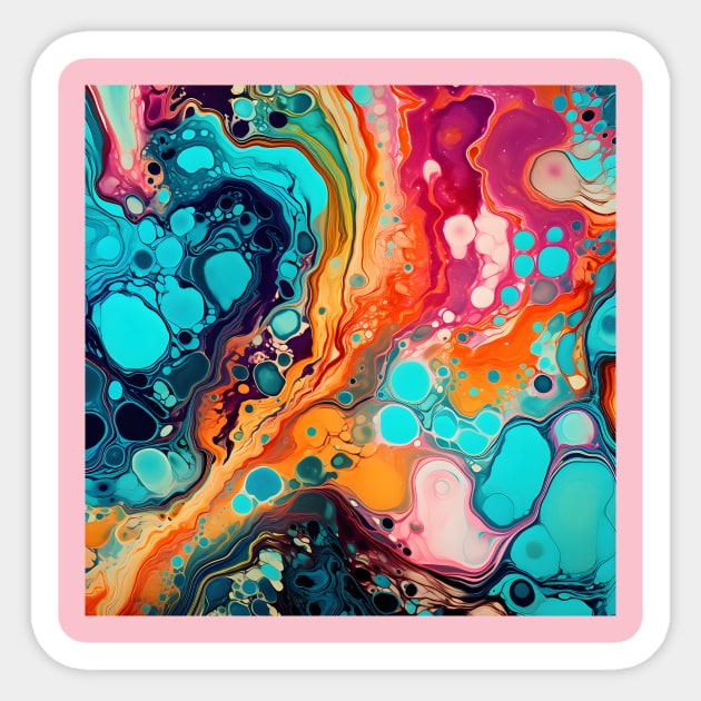 Aquatic Color Fusion Abstract Sticker by AbstractGuy